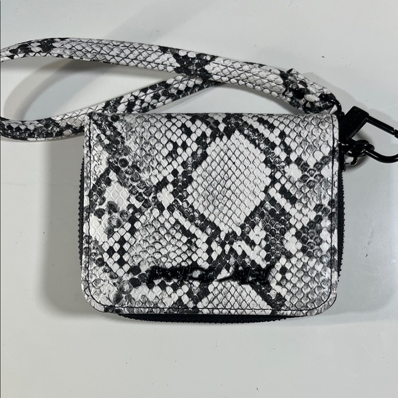 Betsey Johnson Handbags - Textured Snake-Print Crossbody Wallet in Black & White